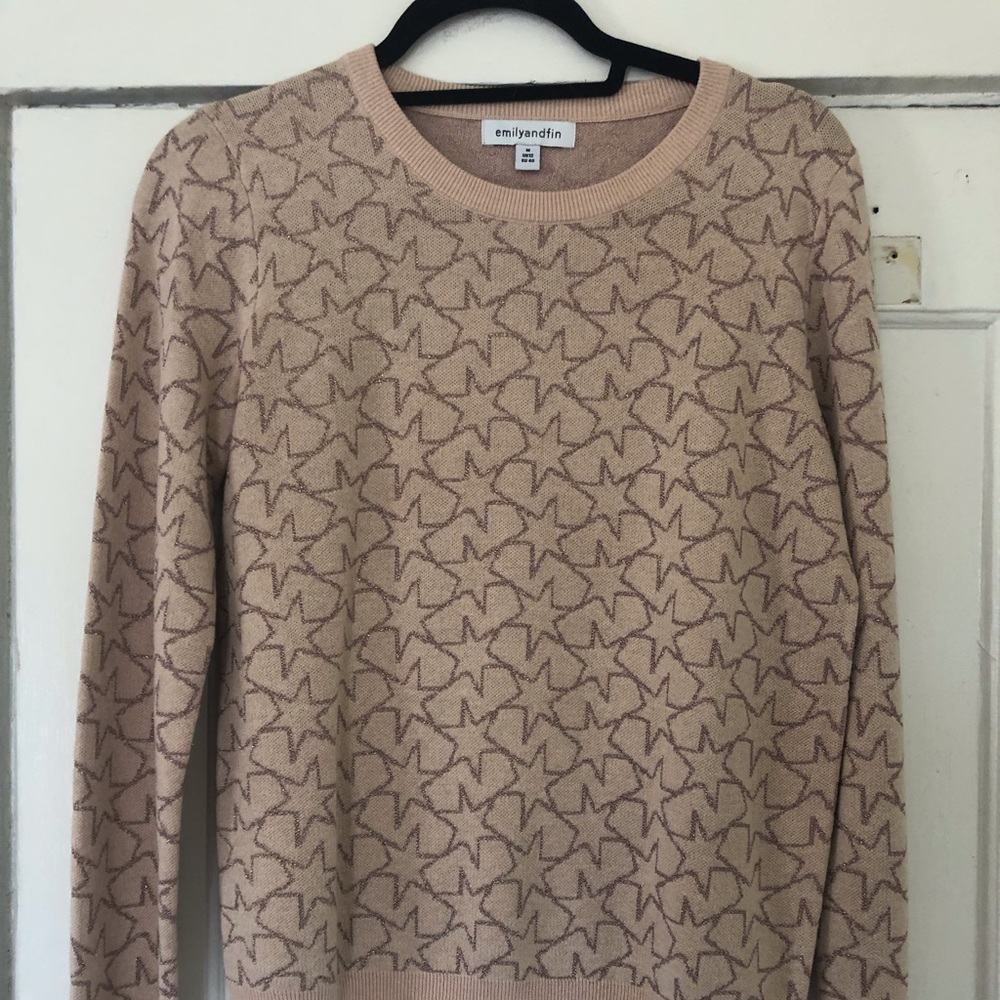Brand new, never worn, Emily and Fin knit sweater in Blush with metallic stars
